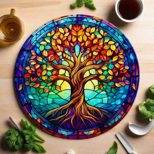 Tree of Life Circular Glass Suncatcher Worktop Saver